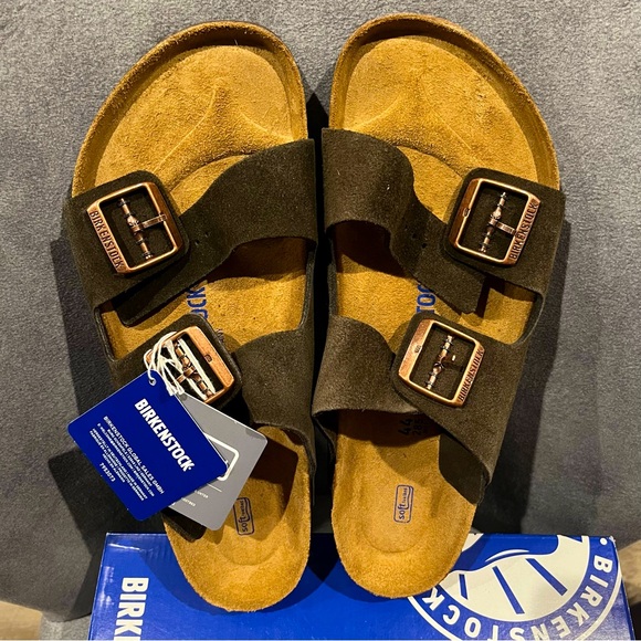 Birkenstock Arizona Men’s Sandals Soft Footbed Mocha Suede Leather Size 11 US - Picture 1 of 14